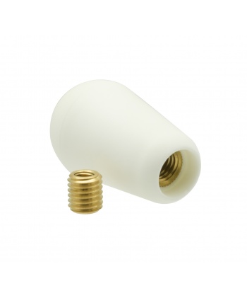 Sanwa joystick handle, white Battop. 3/4 view.