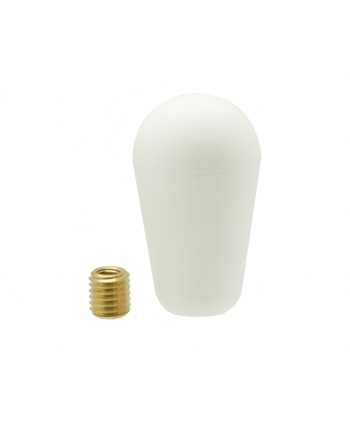 Sanwa joystick handle, white Battop. Front view.