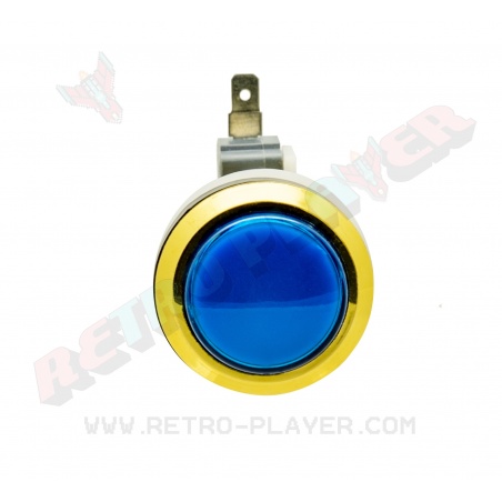 Golden blue button. Front view.