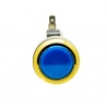 Golden blue button. Front view.