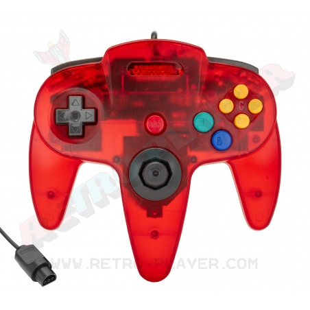 Transparent red N64 controller.