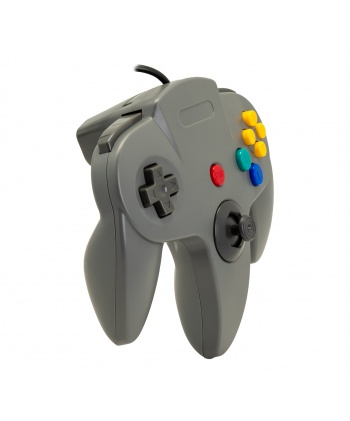 Manette N64 grise USB, vue de profil.