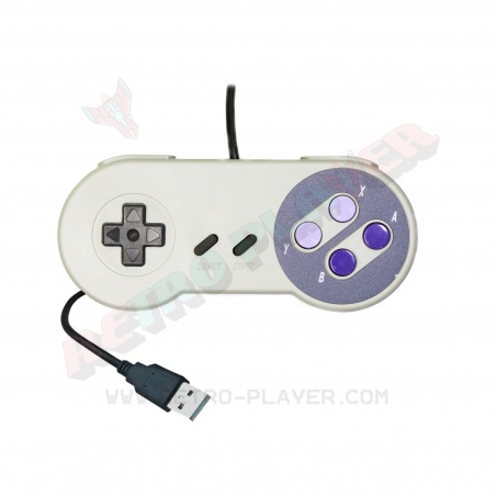 Manette Super famicom violet. Vue de face.