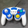 Nintendo GameCube Joypad, White and Blue. Front view.