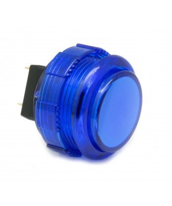 Blue translucent Crown Button 30 mm, 3/4 view.