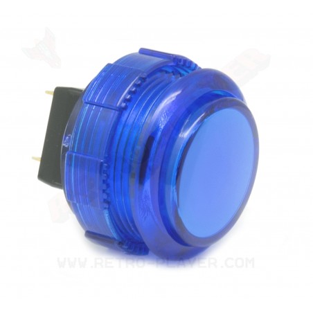 Blue translucent Crown Button 30 mm, 3/4 view.