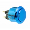 Sanwa metal button OBSJ-24, Blue metal color. 3/4 view.