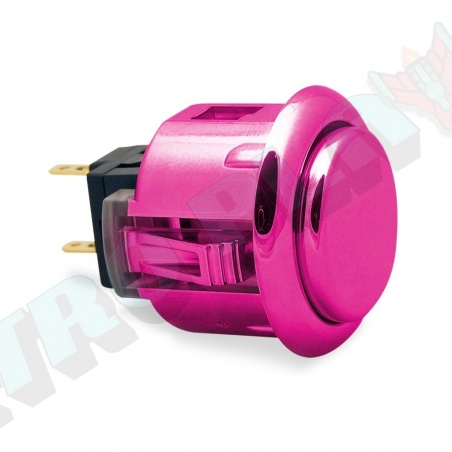 Sanwa metal button OBSJ-24, pink. Side view.