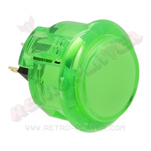 Sanwa 30mm button. Translucent Green, 3/4 view.