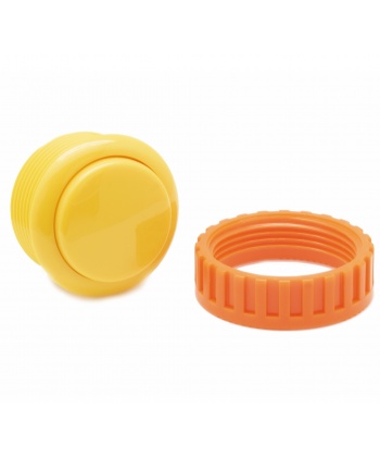 Yellow Sanwa button, 30 mm screw, full view.