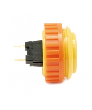 Yellow Sanwa button, 30 mm screw, side view.