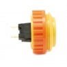 Yellow Sanwa button, 30 mm screw, side view.