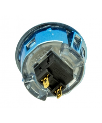 Sanwa metal button OBSJ-30, Blue metal color. Back view.