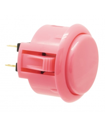 Sanwa 30 mm button. Pink color, 3/4 view.